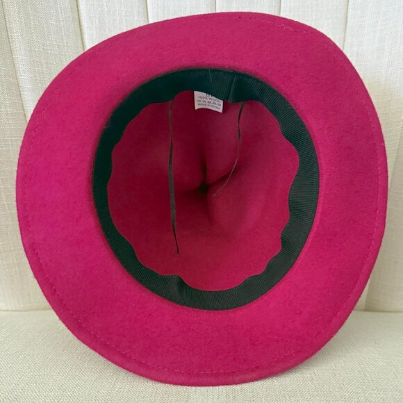 100% wool felt WITCH pointed hat raspberry rose red cap Halloween French Wizard - Picture 2 of 7